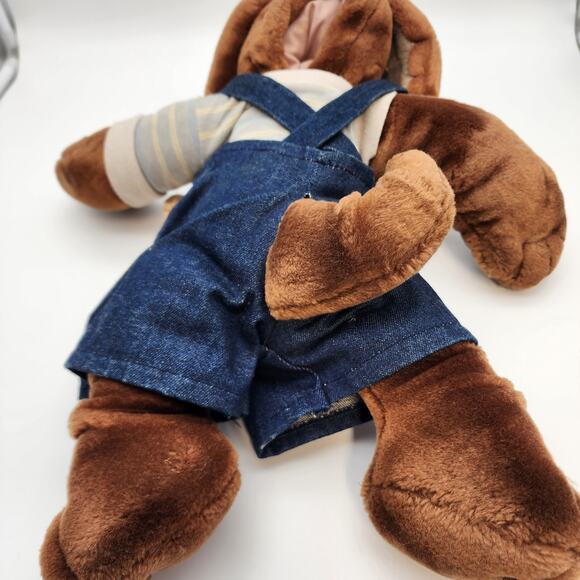 Ganz Bros Wrinkles Brown Dog Hand Puppet 17” Overalls Bone Tag Vintage 1981 - Picture 6 of 11